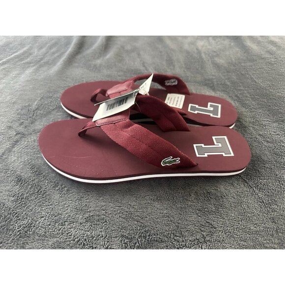 Lacoste Men's Randle SPM Canvas Flip Flop Red Size 11  New - Picture 6 of 16